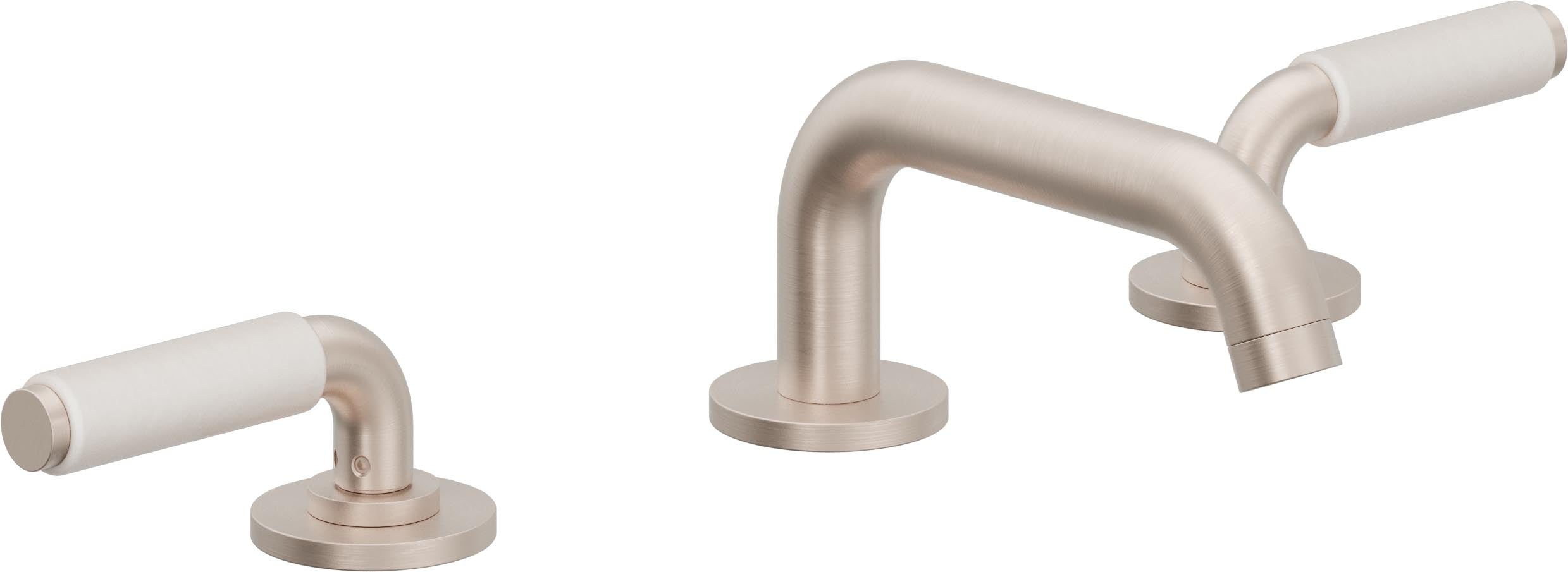 California Faucets Cayucos 8" Llave de Lavabo de 3 Orificios para Cubierta, con Dos Manerales - Pico Bajo Cuadrado - Níquel Satinado