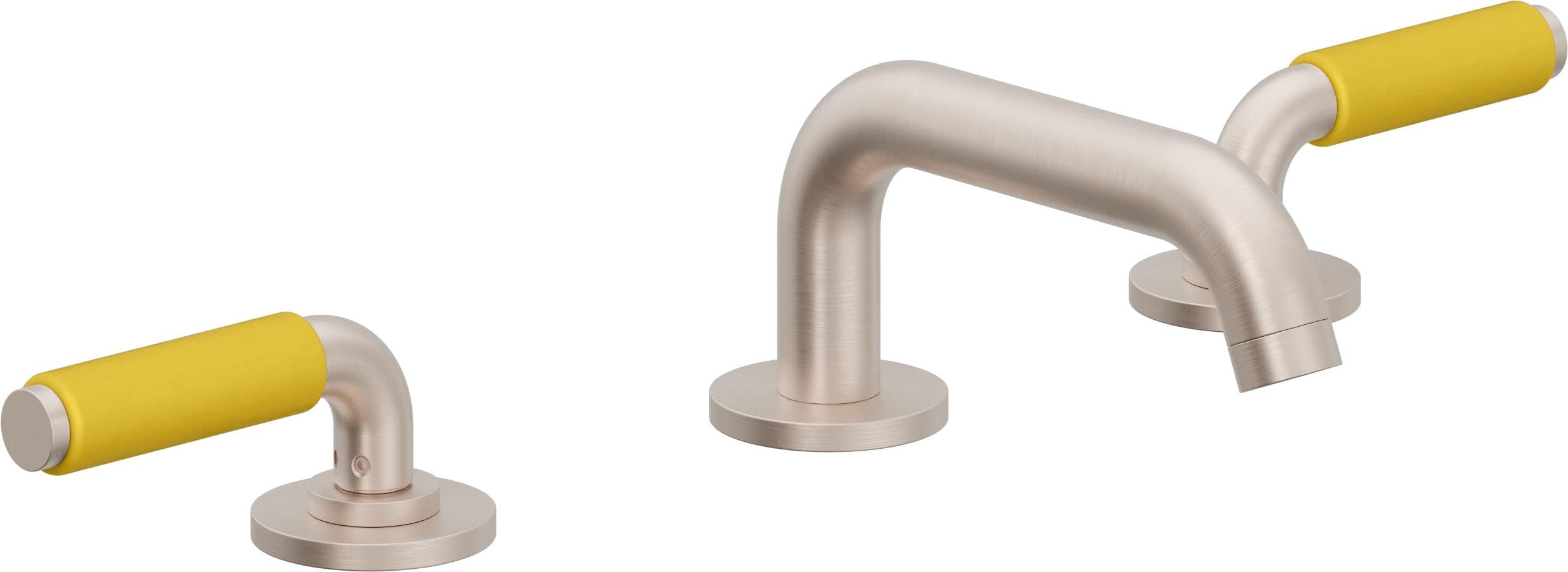 California Faucets Cayucos 8" Llave de Lavabo de 3 Orificios para Cubierta, con Dos Manerales - Pico Bajo Cuadrado - Níquel Satinado