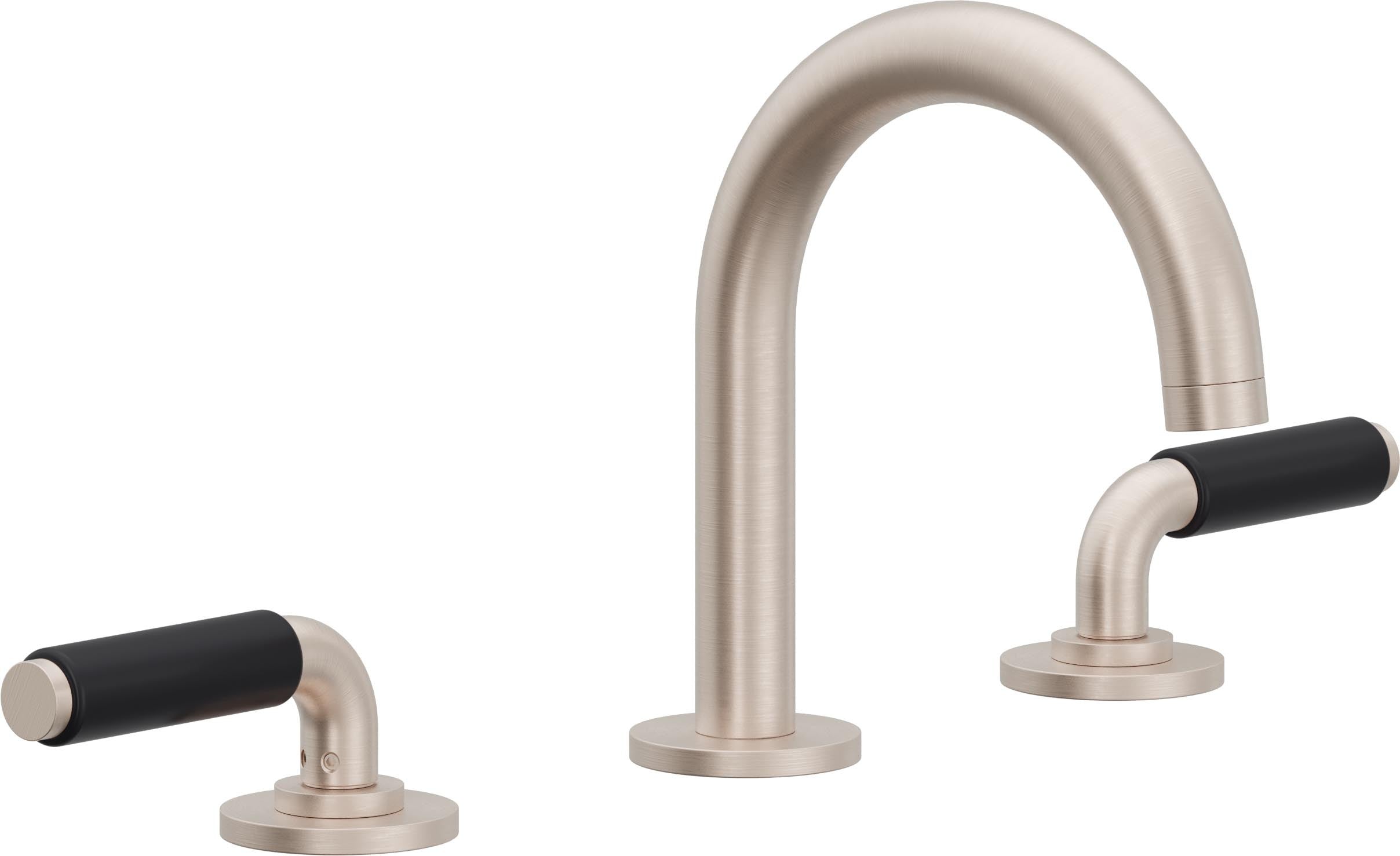 California Faucets Cayucos 8" Llave de Lavabo de 3 Orificios para Cubierta, con Dos Manerales - Pico Mediano - Níquel Satinado