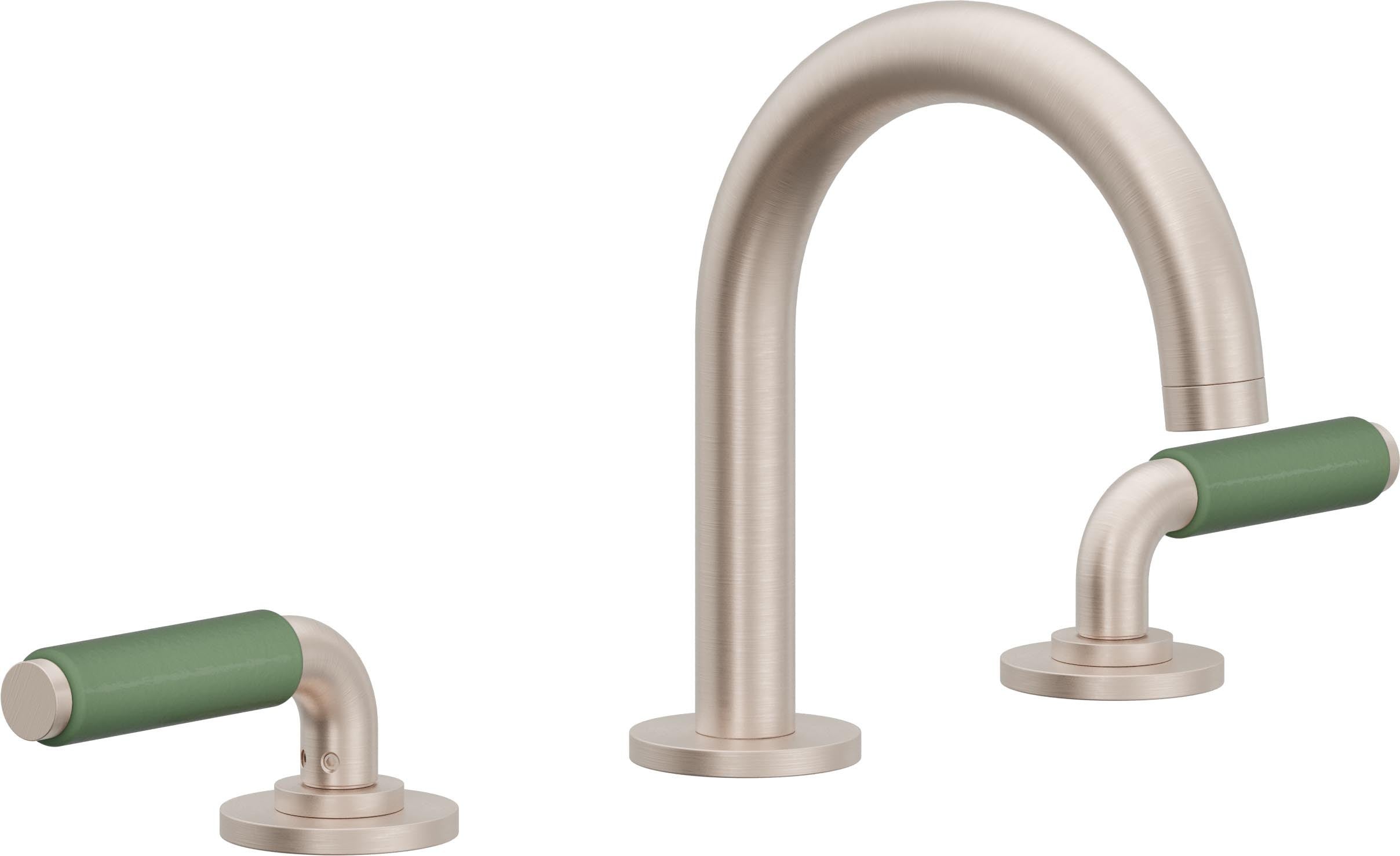 California Faucets Cayucos 8" Llave de Lavabo de 3 Orificios para Cubierta, con Dos Manerales - Pico Mediano - Níquel Satinado