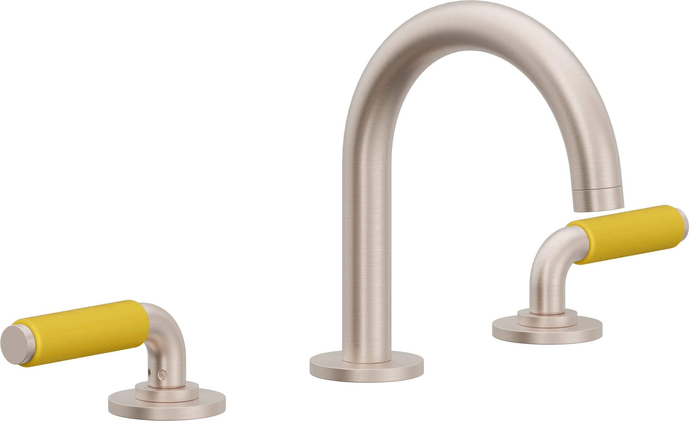 California Faucets Cayucos 8" Llave de Lavabo de 3 Orificios para Cubierta, con Dos Manerales - Pico Mediano - Níquel Satinado