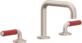 California Faucets Cayucos 8" Llave de Lavabo de 3 Orificios para Cubierta, con Dos Manerales - Pico Cuadrado - Níquel Satinado