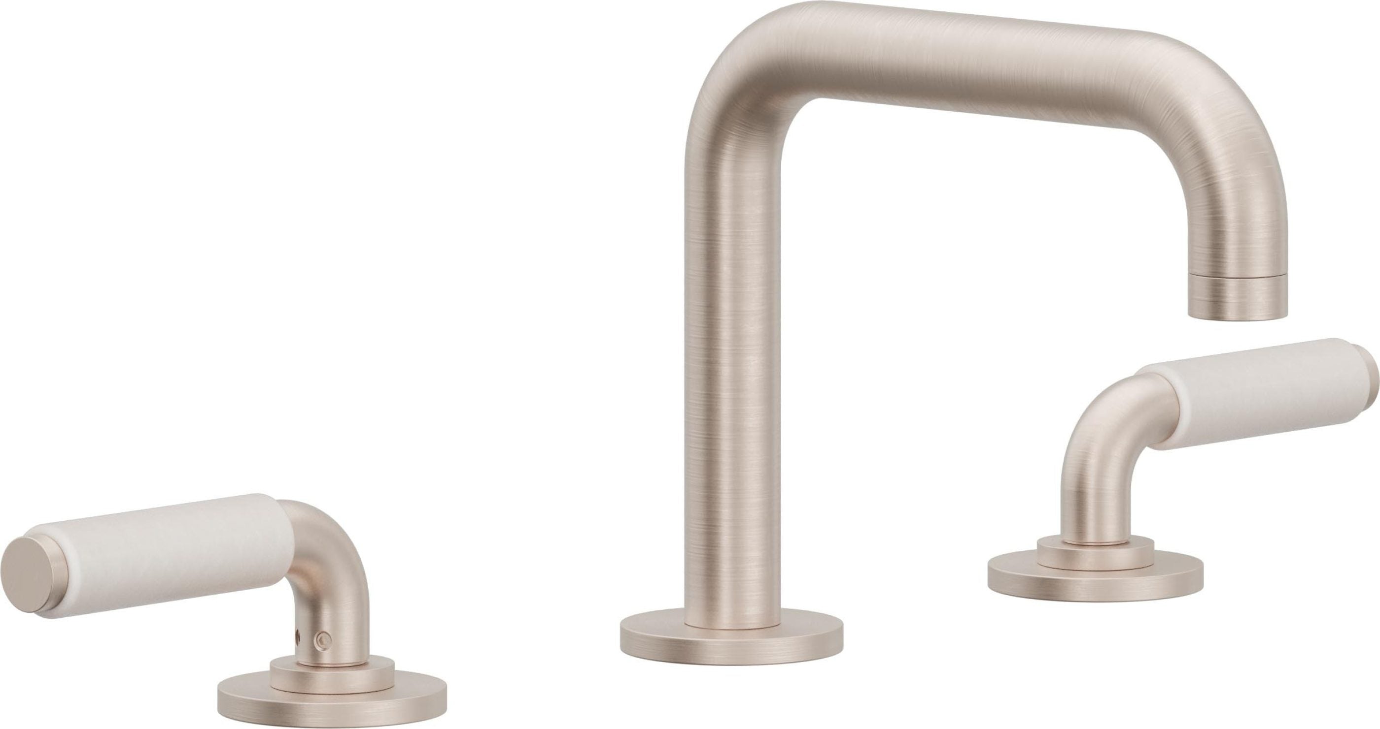 California Faucets Cayucos 8" Llave de Lavabo de 3 Orificios para Cubierta, con Dos Manerales - Pico Cuadrado - Níquel Satinado