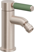 California Faucets Cayucos Bidet de Un Solo Orificio - Manija de Porcelana Verde - Níquel Satinado