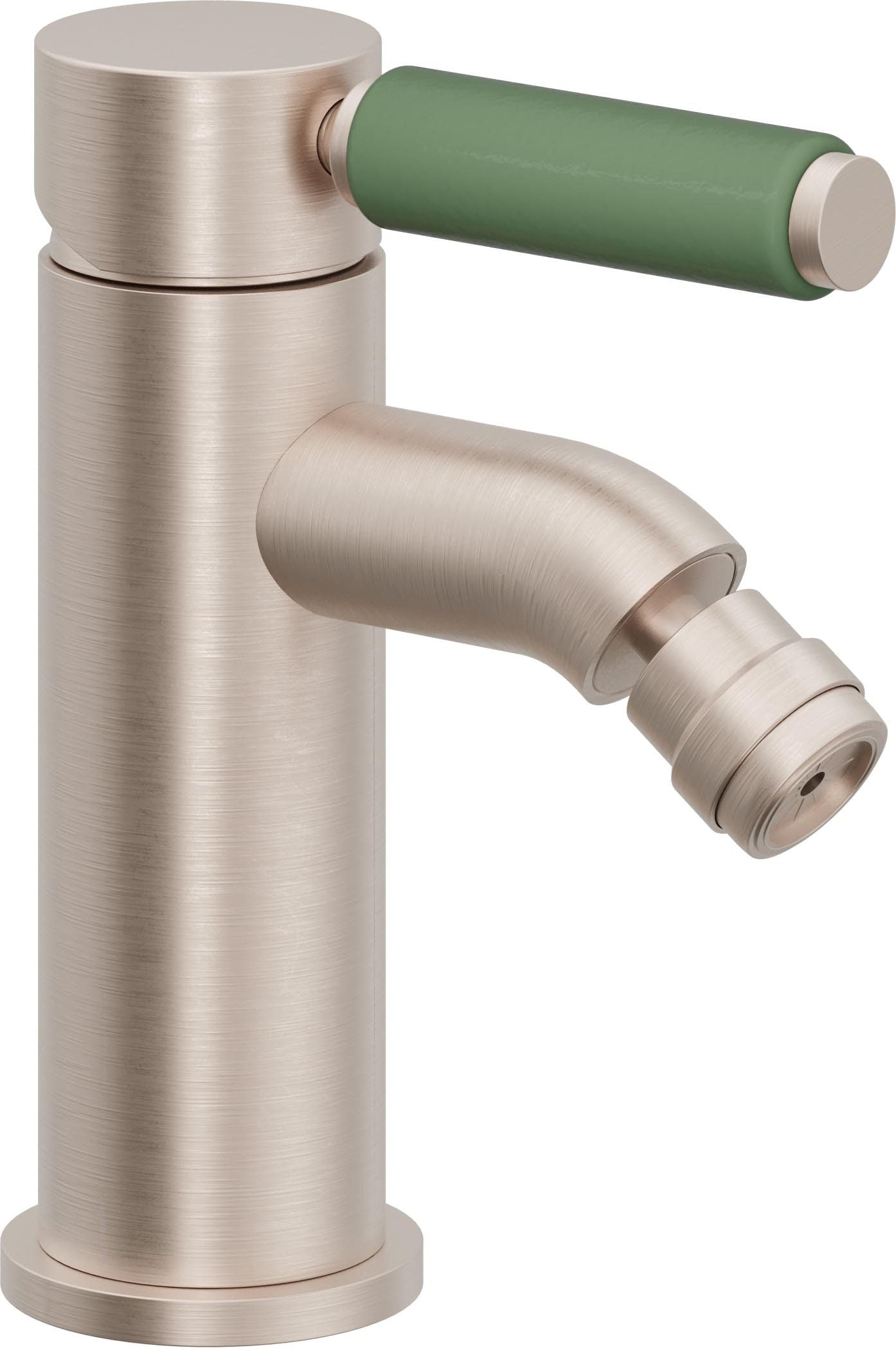 California Faucets Cayucos Bidet de Un Solo Orificio - Manija de Porcelana Verde - Níquel Satinado