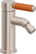 California Faucets Cayucos Bidet de Un Solo Orificio - Manija de Porcelana Naranja - Níquel Satinado