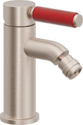 California Faucets Cayucos Bidet de Un Solo Orificio - Manija Roja - Níquel Satinado