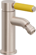 California Faucets Cayucos Bidet de Un Solo Orificio - Manija de Porcelana Amarilla - Níquel Satinado