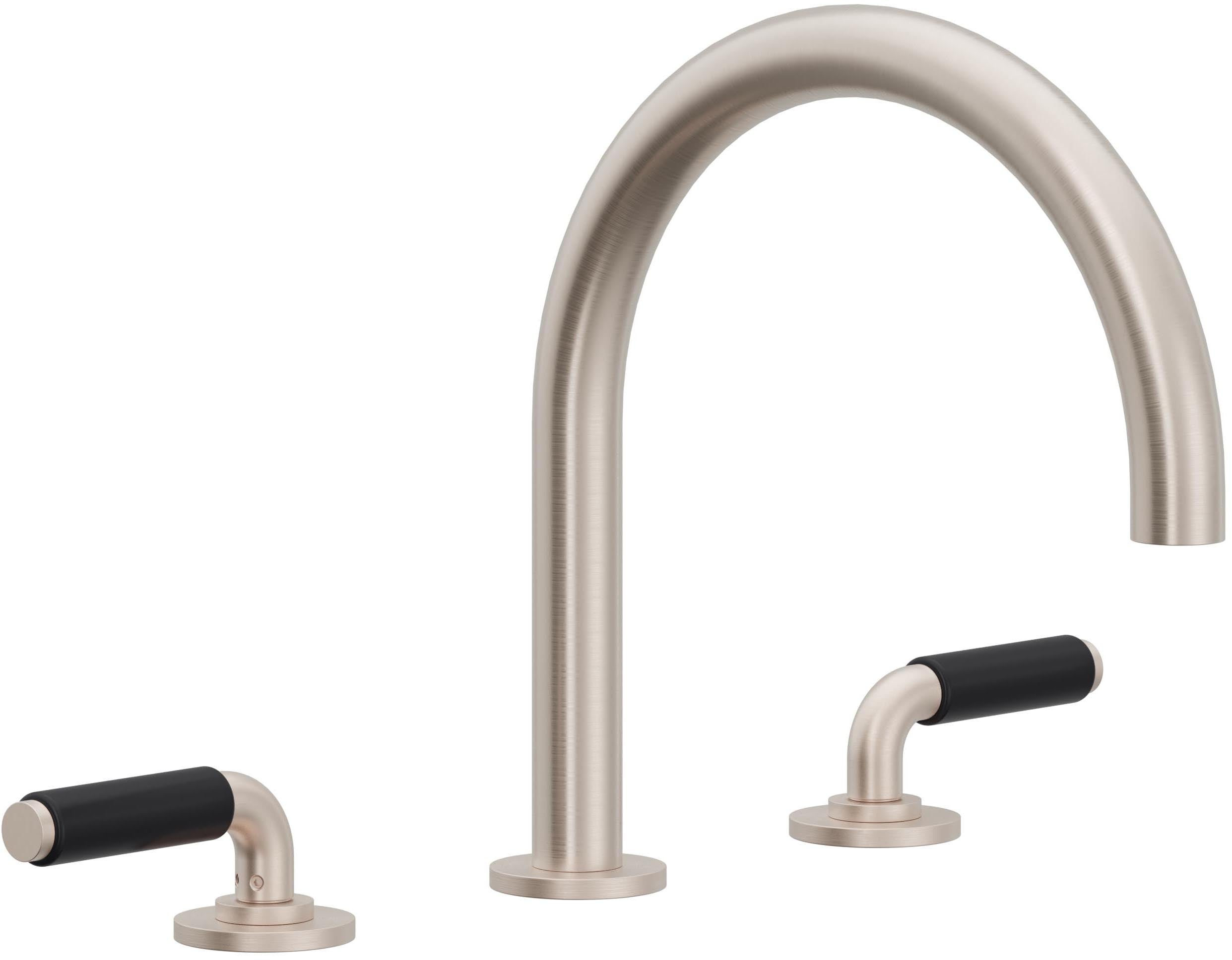 California Faucets Cayucos Juego Completo para Tina Romana - Pico en Arco - Níquel Satinado