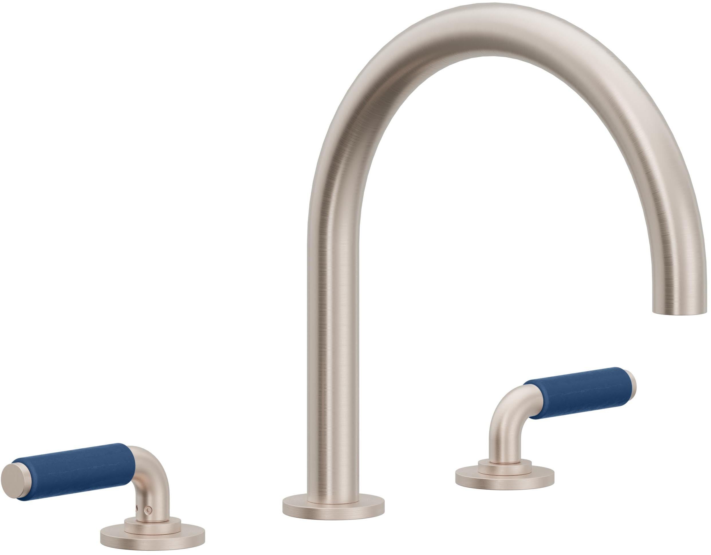 California Faucets Cayucos Juego Completo para Tina Romana - Pico en Arco - Níquel Satinado