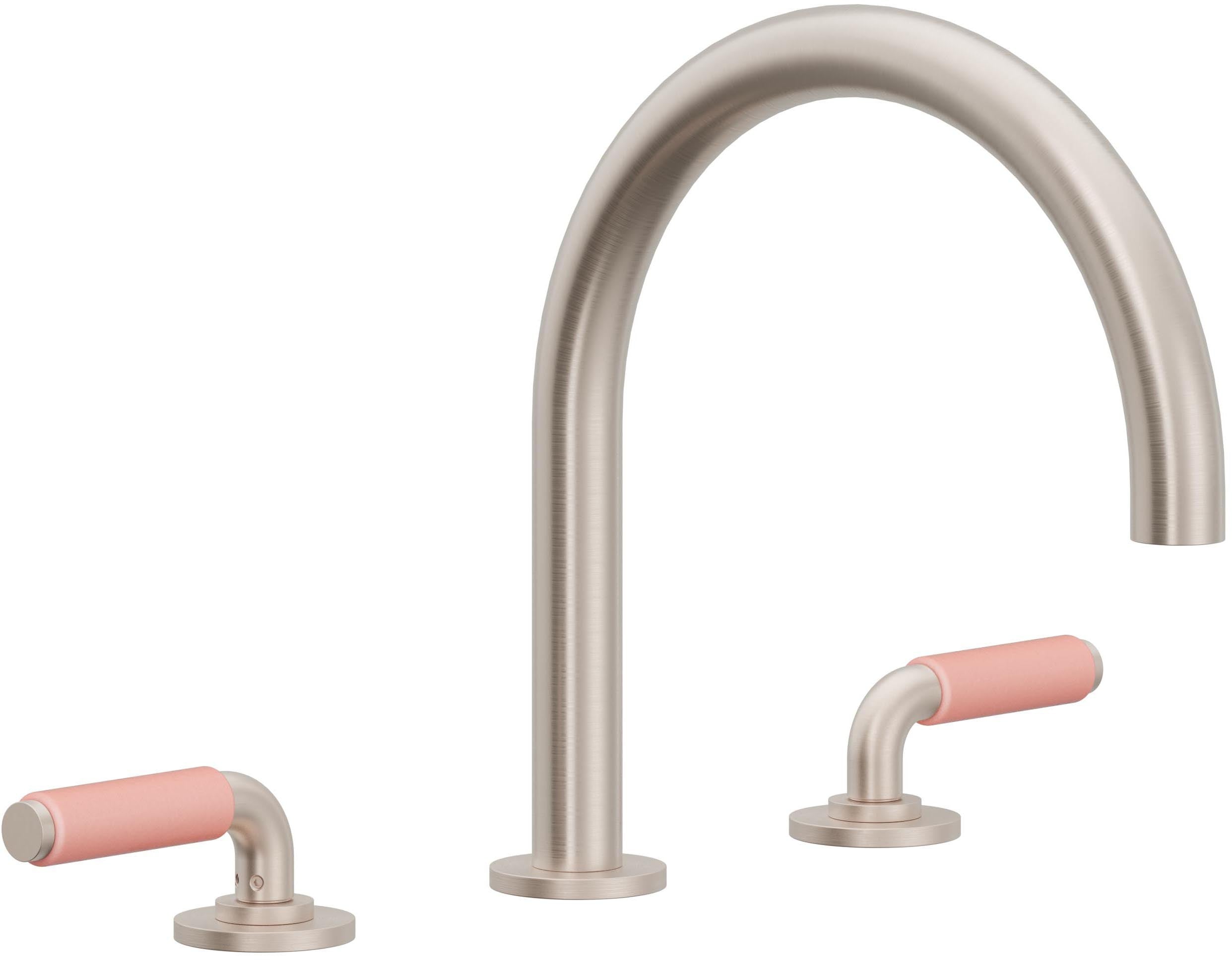 California Faucets Cayucos Juego Completo para Tina Romana - Pico en Arco - Níquel Satinado