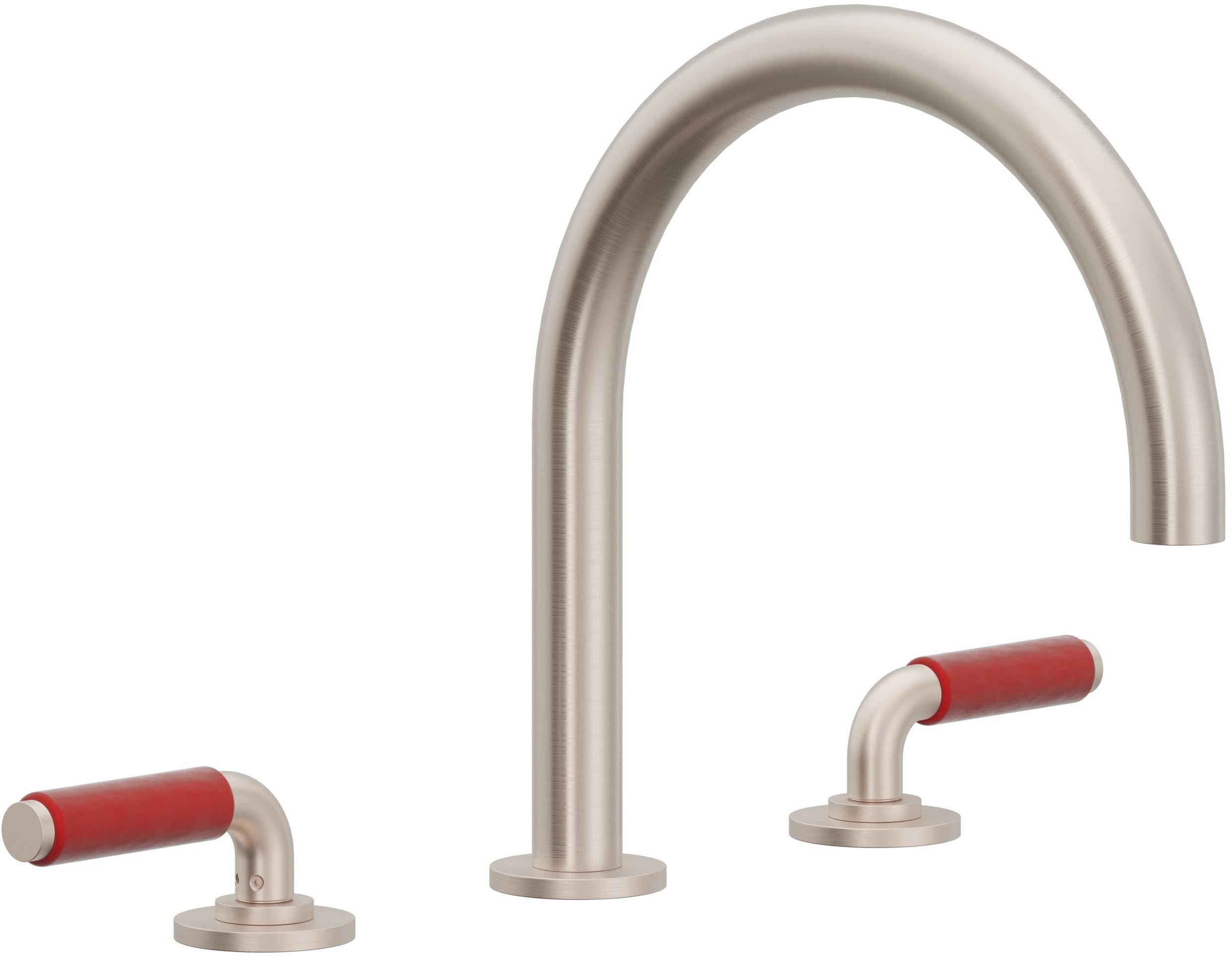 California Faucets Cayucos Juego Completo para Tina Romana - Pico en Arco - Níquel Satinado