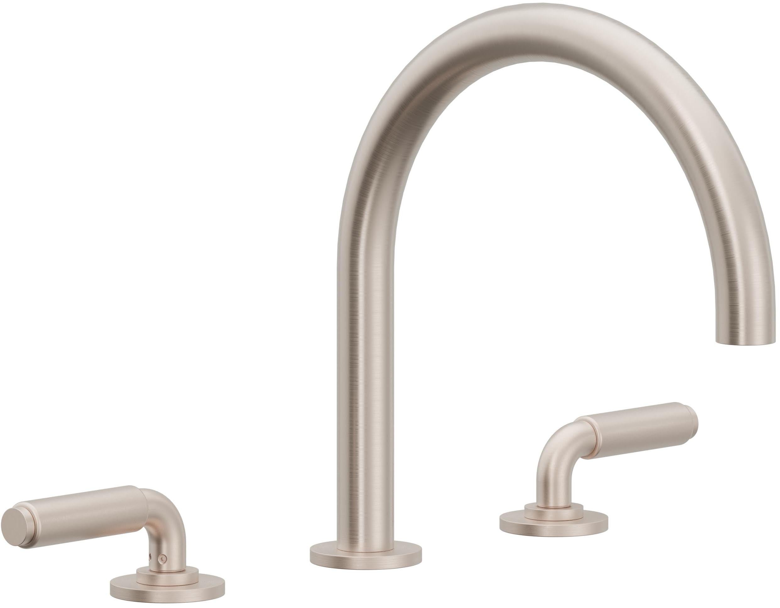 California Faucets Cayucos Juego Completo para Tina Romana - Pico en Arco - Níquel Satinado