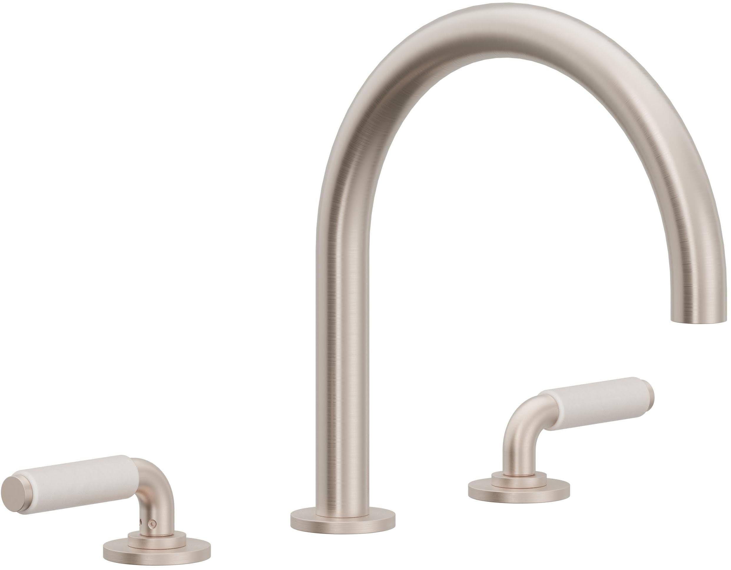 California Faucets Cayucos Juego Completo para Tina Romana - Pico en Arco - Níquel Satinado