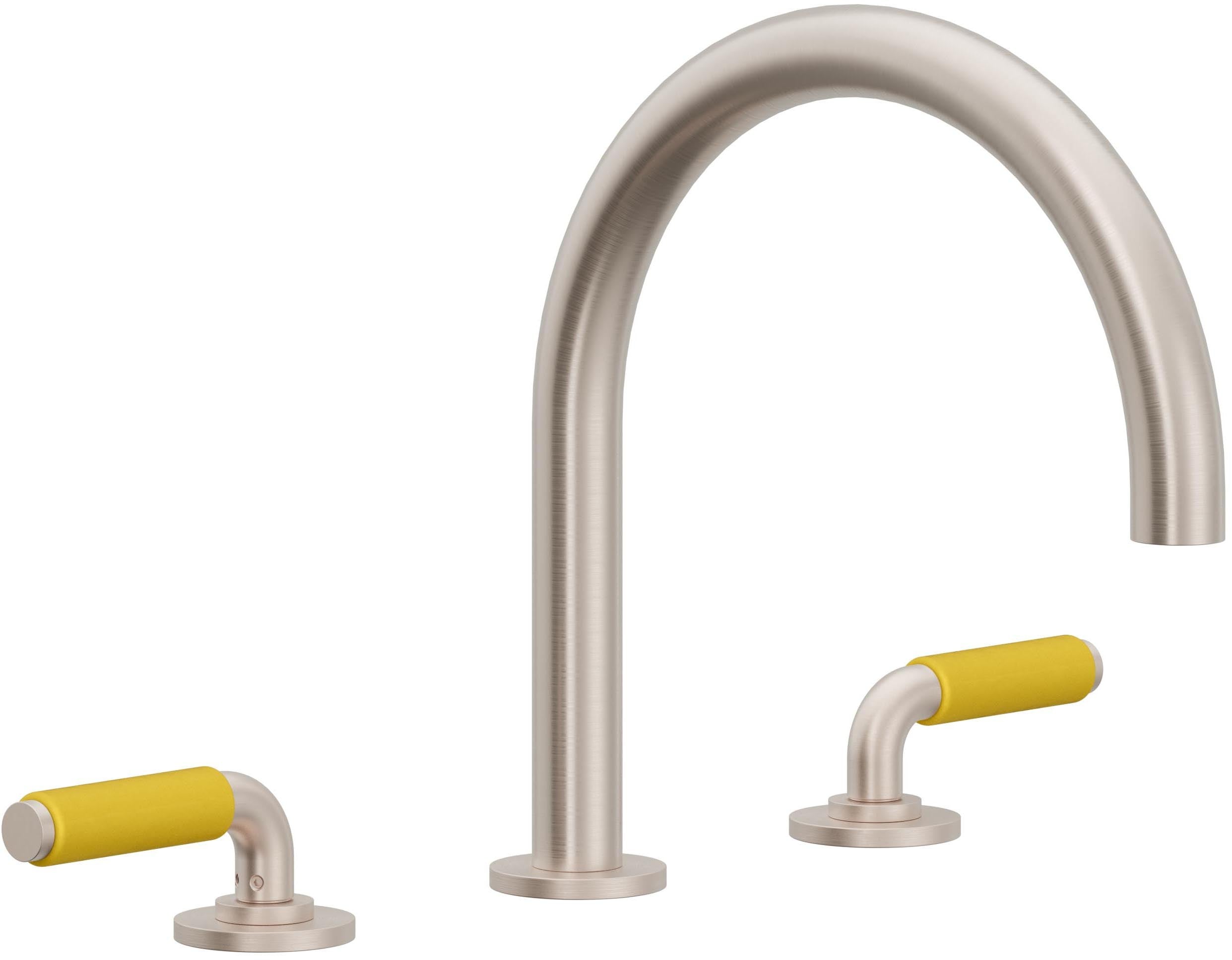 California Faucets Cayucos Juego Completo para Tina Romana - Pico en Arco - Níquel Satinado