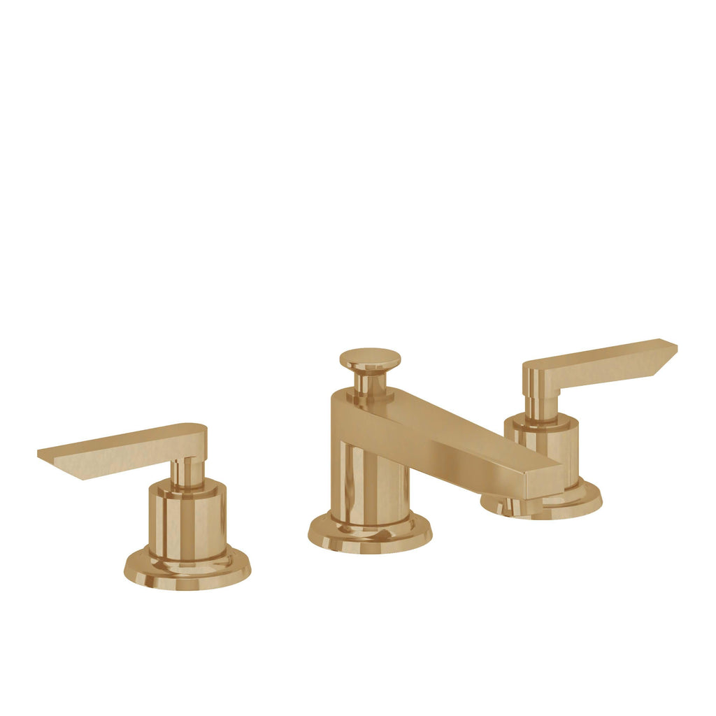 California Faucets Rincon Bay 8" Llave de Lavabo de 3 Orificios para Cubierta, con Dos Manerales - Latón Bruñido