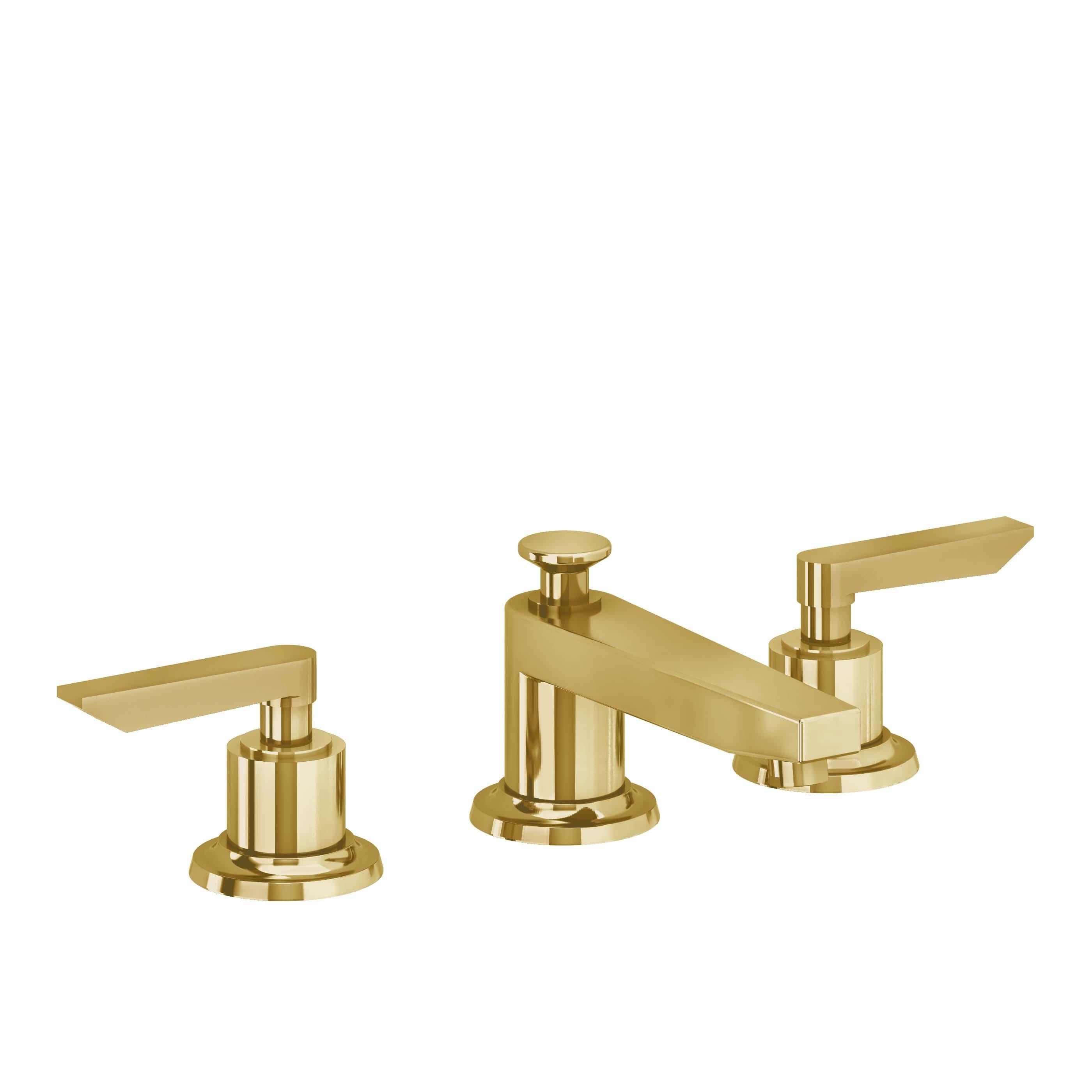 California Faucets Rincon Bay 8" Llave de Lavabo de 3 Orificios para Cubierta, con Dos Manerales - Oro Pulido de por Vida