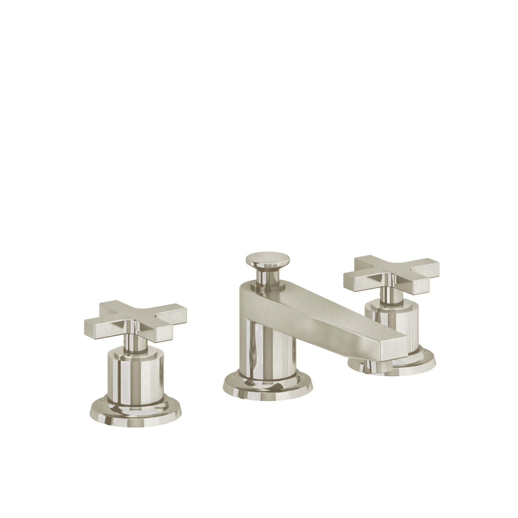California Faucets Rincon Bay 8" Llave de Lavabo de 3 Orificios para Cubierta, con Dos Manerales - Níquel Bruñido