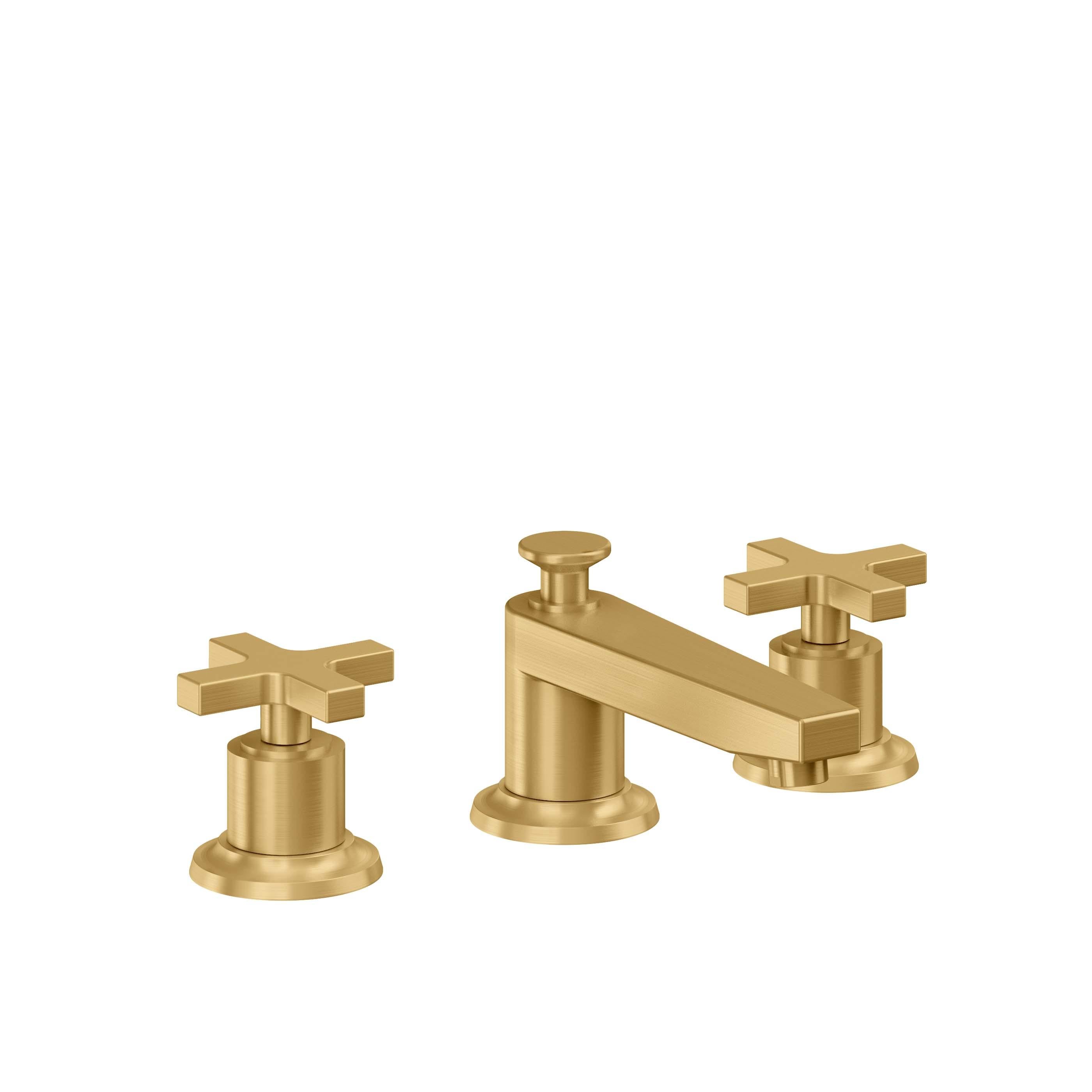California Faucets Rincon Bay 8" Llave de Lavabo de 3 Orificios para Cubierta, con Dos Manerales - Oro Satinado de por Vida