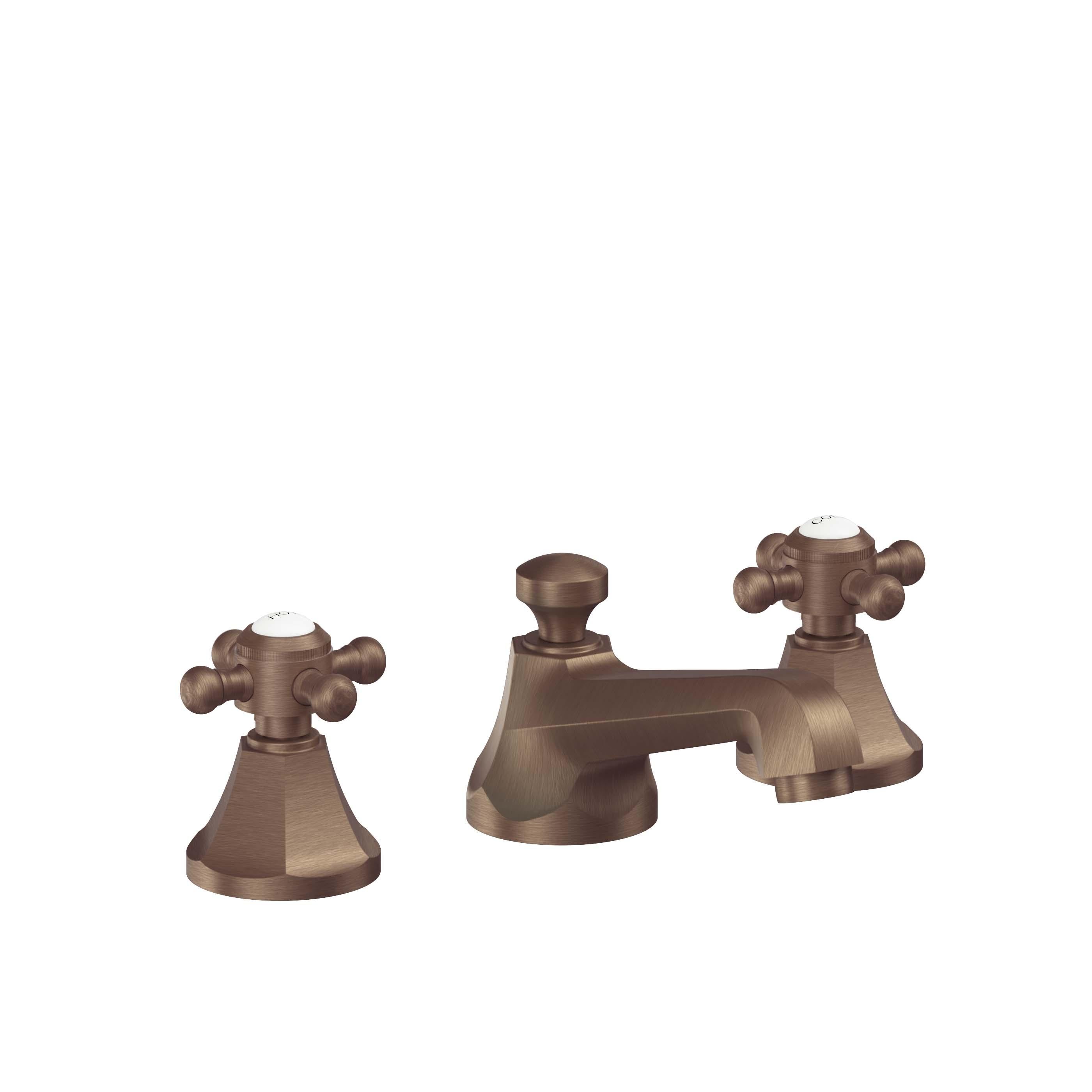 California Faucets Monterey 8" Llave de Lavabo de 3 Orificios para Cubierta, con Dos Manerales - Cobre Antiguo Mate