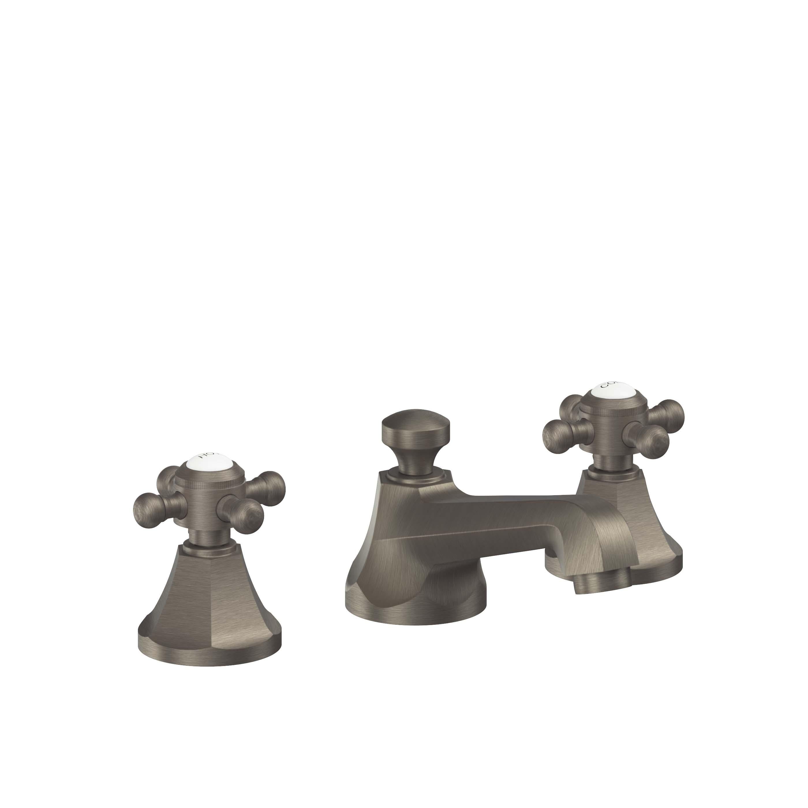 California Faucets Monterey 8" Llave de Lavabo de 3 Orificios para Cubierta, con Dos Manerales - Níquel Antiguo Mate
