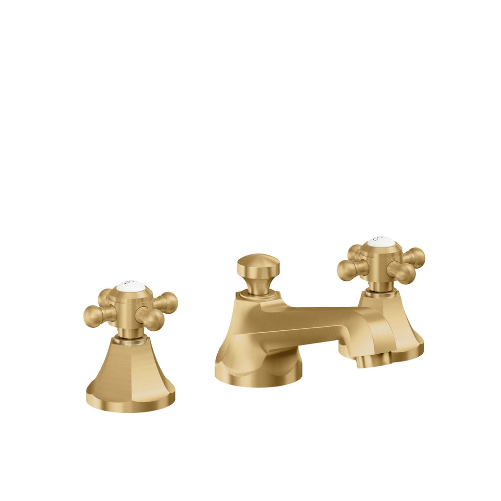 California Faucets Monterey 8" Llave de Lavabo de 3 Orificios para Cubierta, con Dos Manerales - Oro Satinado de por Vida