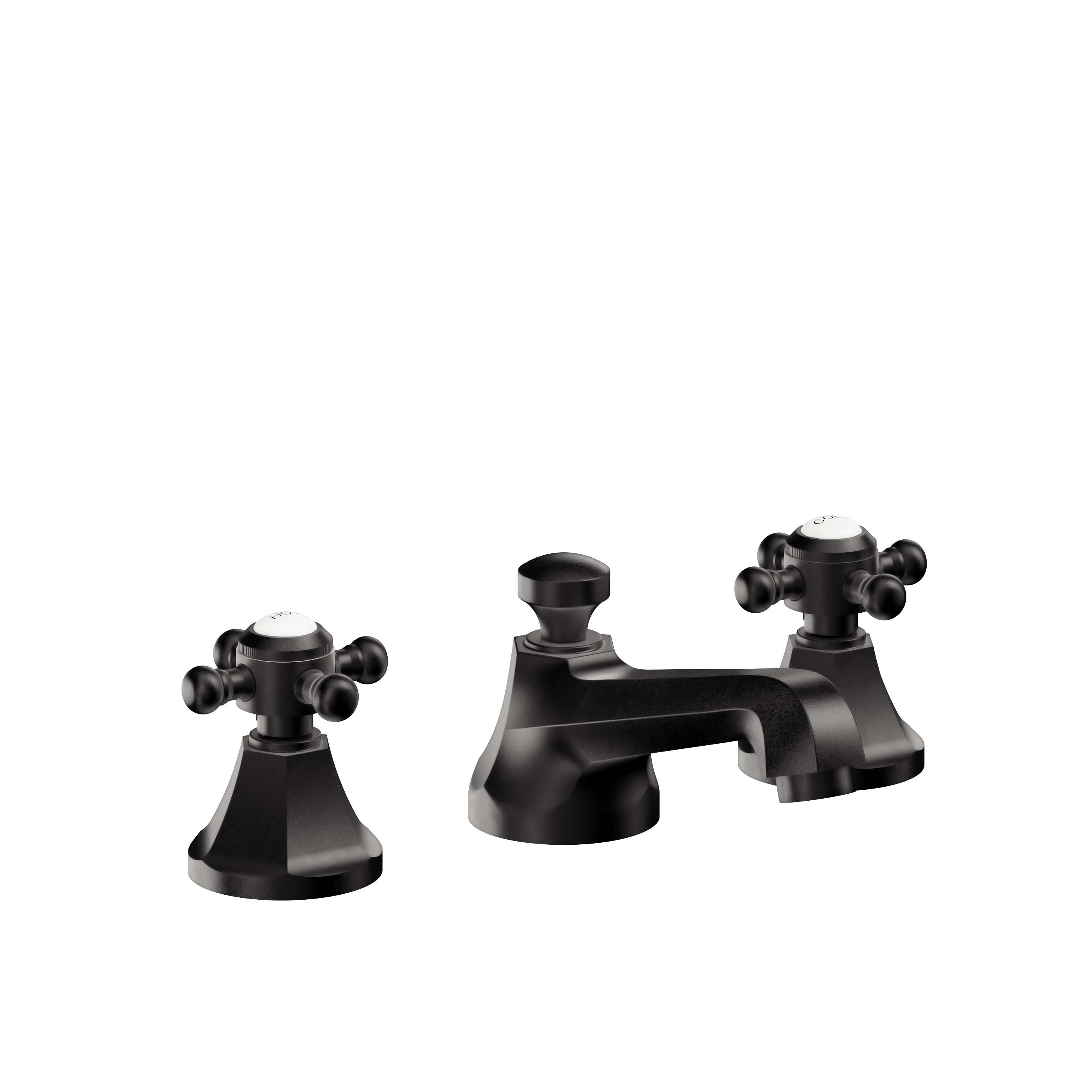 California Faucets Monterey 8" Llave de Lavabo de 3 Orificios para Cubierta, con Dos Manerales - Negro Mate