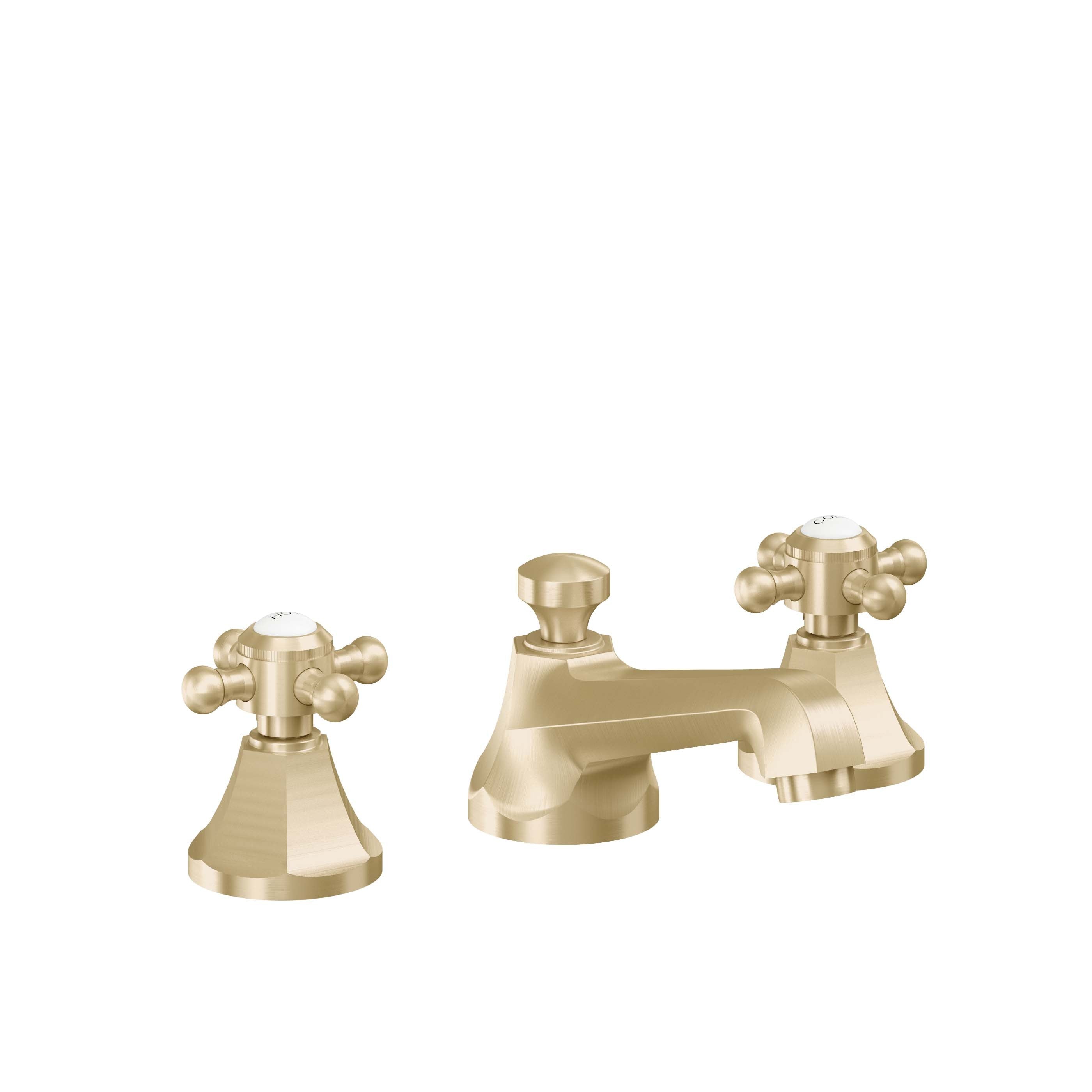 California Faucets Monterey 8" Llave de Lavabo de 3 Orificios para Cubierta, con Dos Manerales - Latón Satinado