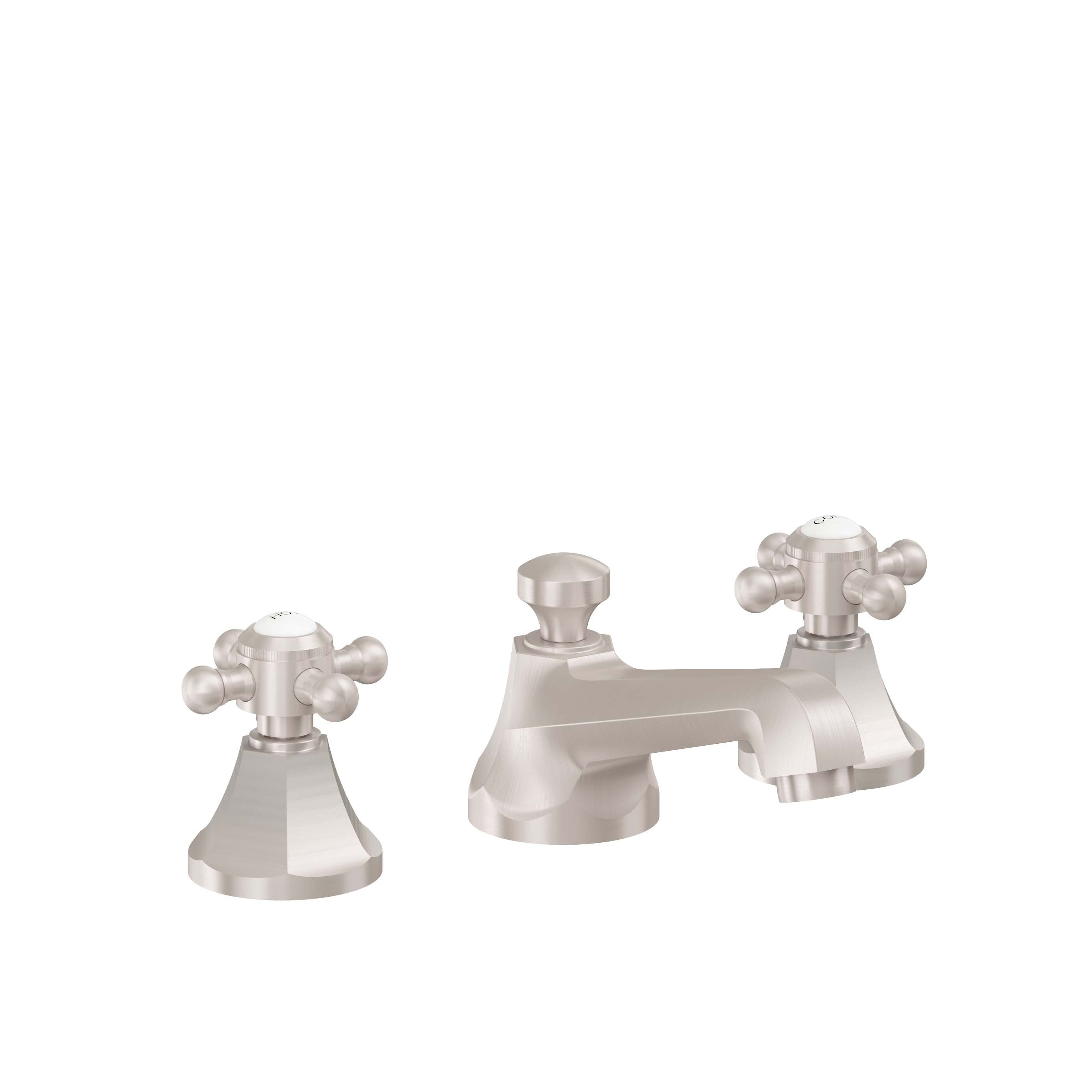 California Faucets Monterey 8" Llave de Lavabo de 3 Orificios para Cubierta, con Dos Manerales - Níquel Satinado