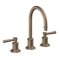 California Faucets Miramar Llave de Lavabo de 3 Orificios para Cubierta, con Dos Manerales - Manija de Palanca - Latón Antiguo Mate