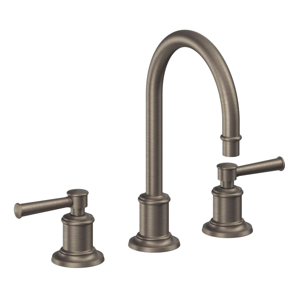 California Faucets Miramar Llave de Lavabo de 3 Orificios para Cubierta, con Dos Manerales - Manija de Palanca - Níquel Antiguo Mate