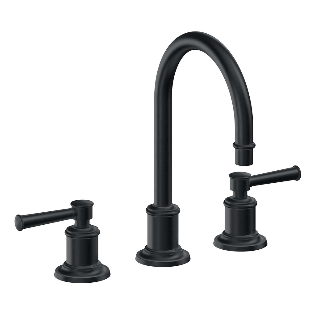 California Faucets Miramar Llave de Lavabo de 3 Orificios para Cubierta, con Dos Manerales - Manija de Palanca - Carbón