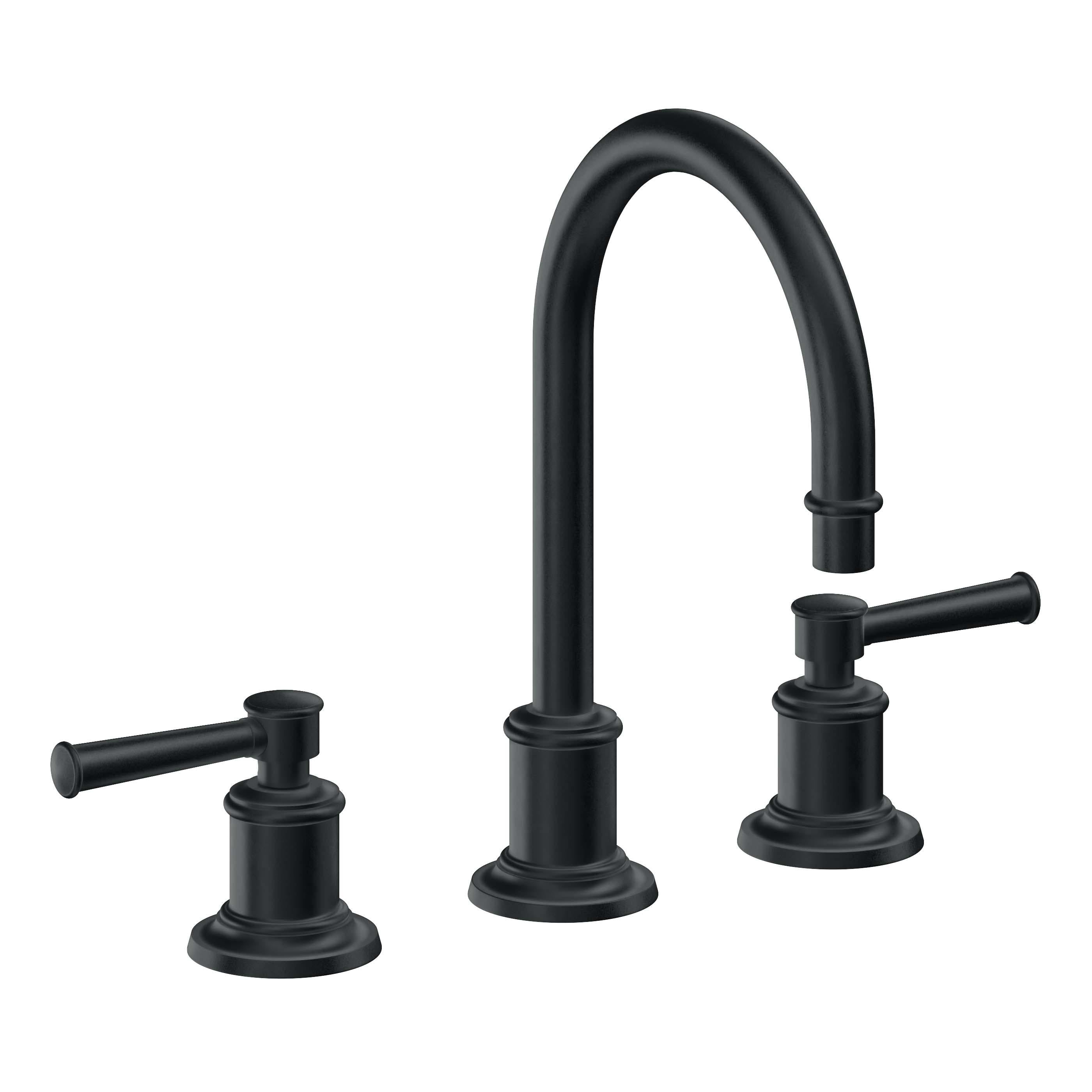 California Faucets Miramar Llave de Lavabo de 3 Orificios para Cubierta, con Dos Manerales - Manija de Palanca - Carbón