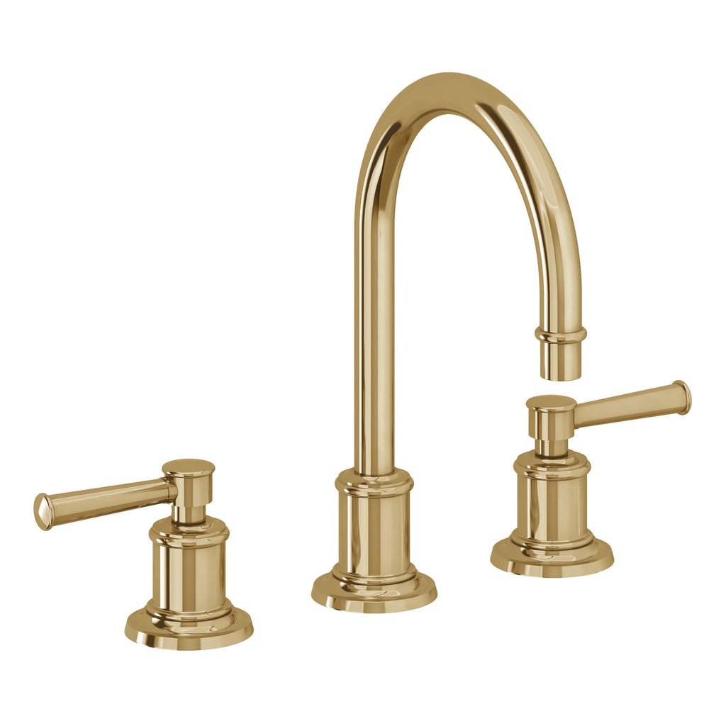 California Faucets Miramar Llave de Lavabo de 3 Orificios para Cubierta, con Dos Manerales - Manija de Palanca - Oro Francés