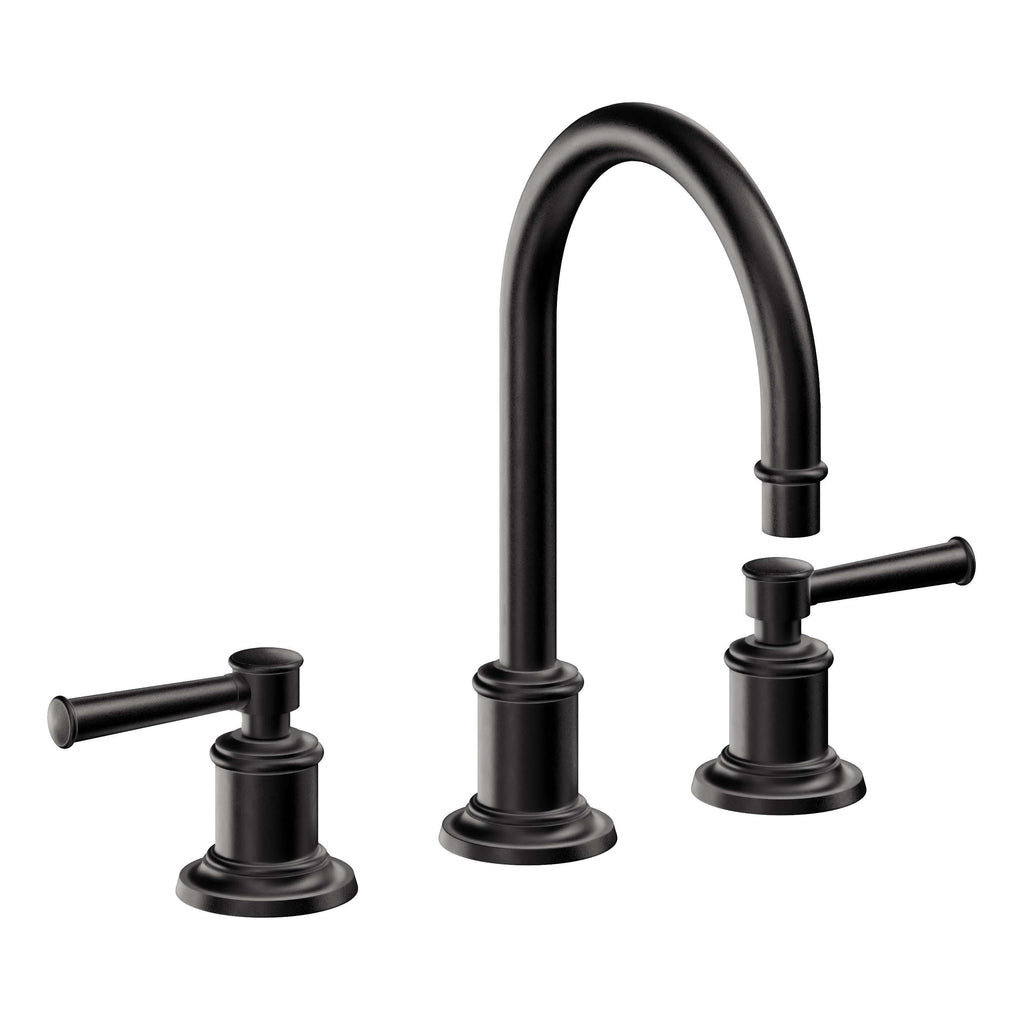 California Faucets Miramar Llave de Lavabo de 3 Orificios para Cubierta, con Dos Manerales - Manija de Palanca - Negro Mate