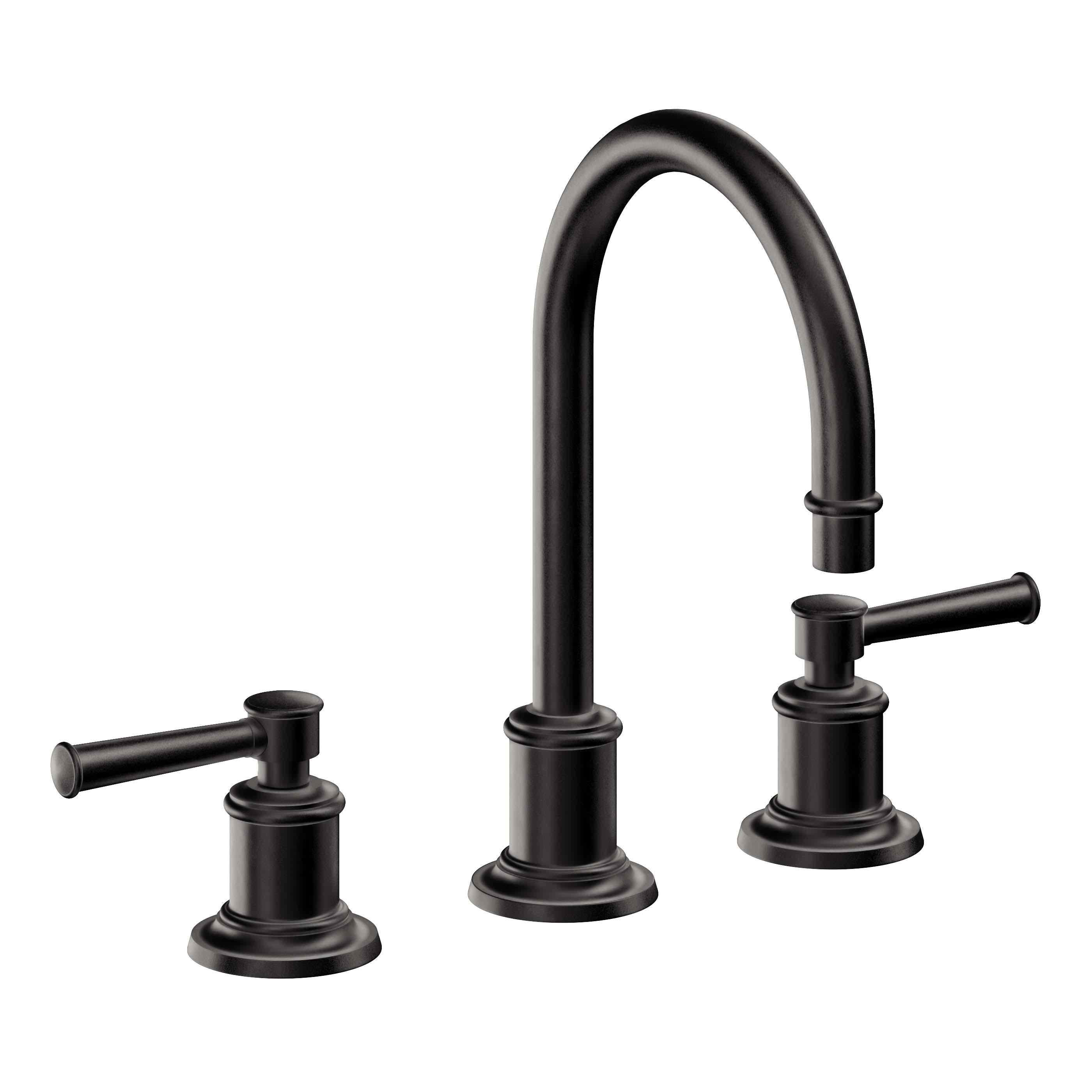 California Faucets Miramar Llave de Lavabo de 3 Orificios para Cubierta, con Dos Manerales - Manija de Palanca - Negro Mate