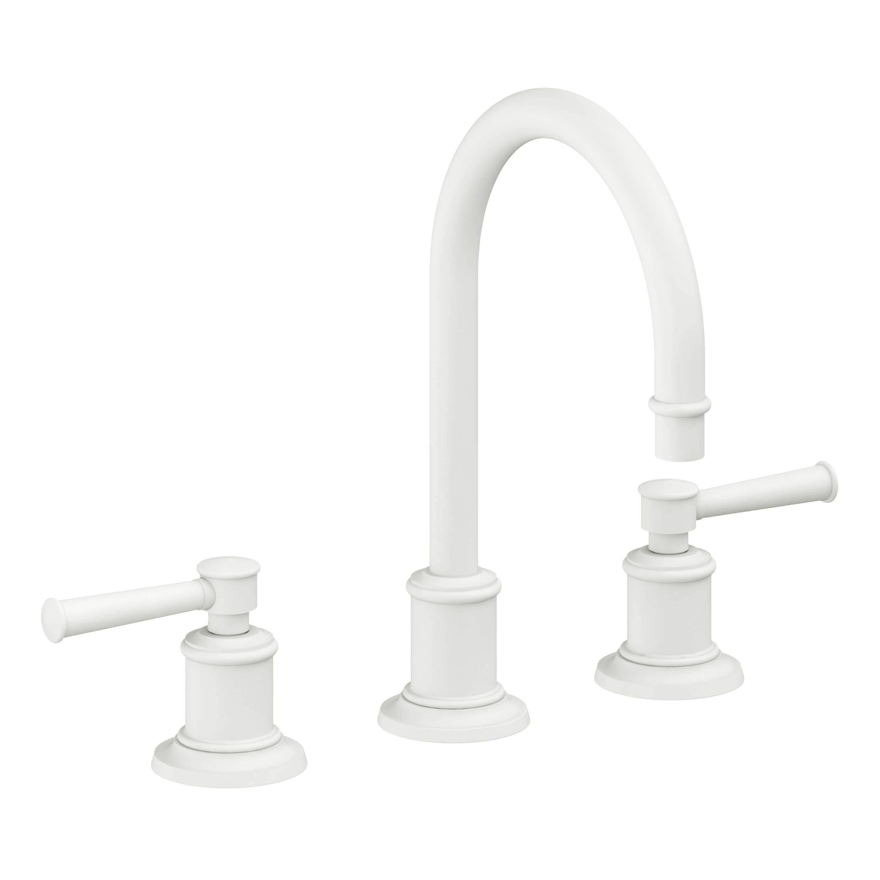 California Faucets Miramar Llave de Lavabo de 3 Orificios para Cubierta, con Dos Manerales - Manija de Palanca - Blanco Mate