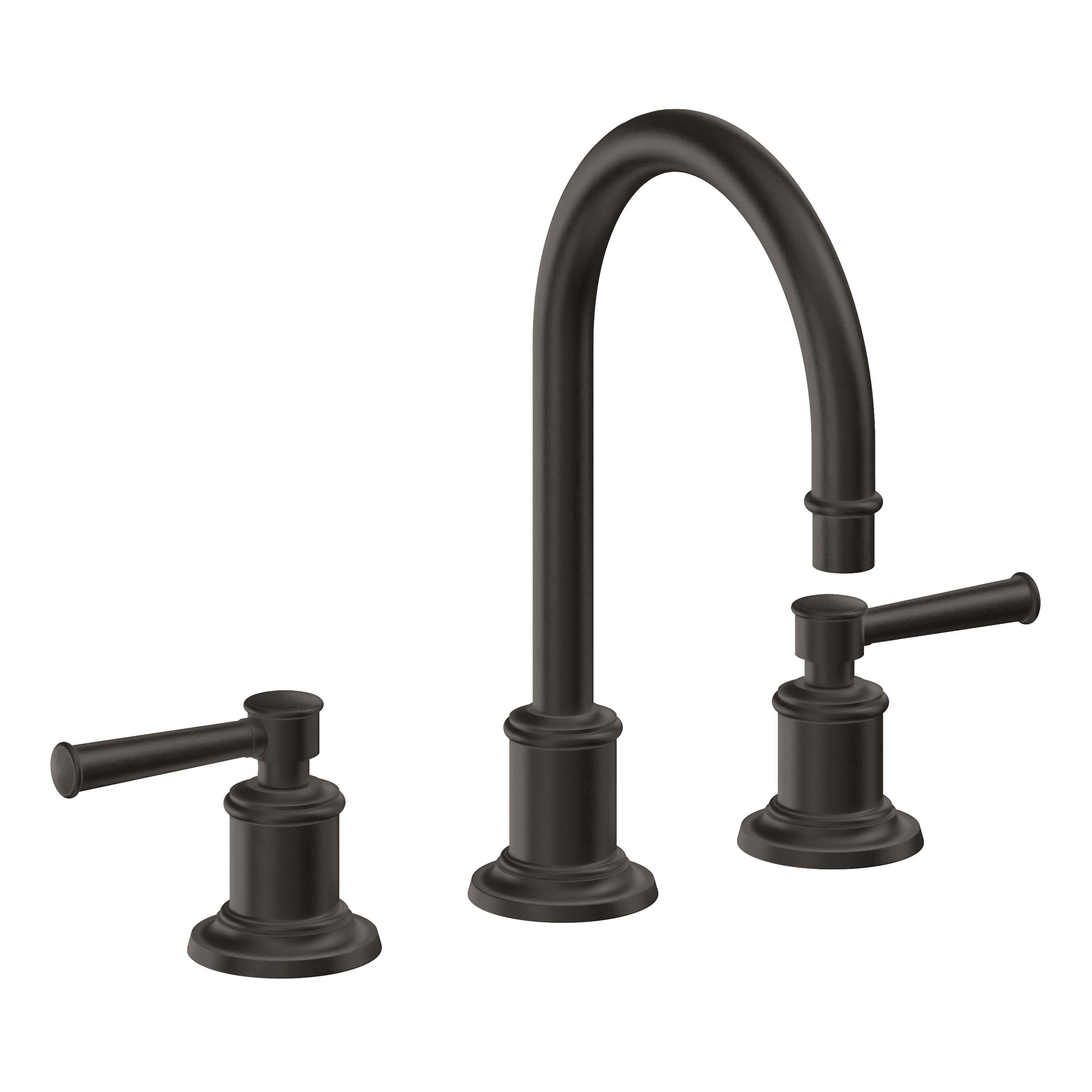 California Faucets Miramar Llave de Lavabo de 3 Orificios para Cubierta, con Dos Manerales - Manija de Palanca - Bronce Oscuro