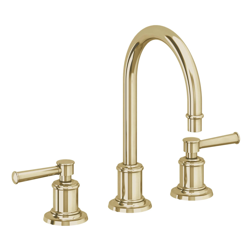 California Faucets Miramar Llave de Lavabo de 3 Orificios para Cubierta, con Dos Manerales - Manija de Palanca - Latón Pulido
