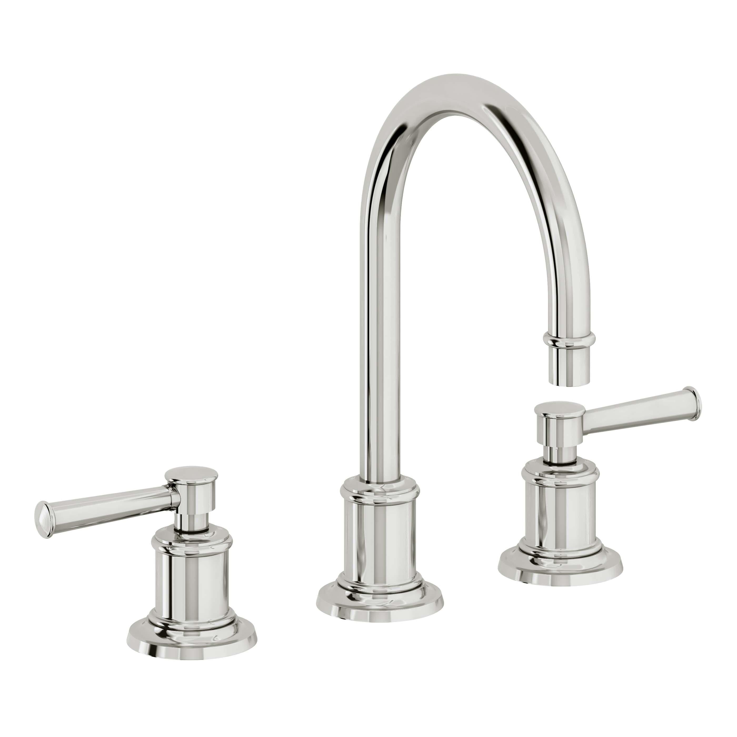 California Faucets Miramar Llave de Lavabo de 3 Orificios para Cubierta, con Dos Manerales - Manija de Palanca - Cromo Pulido