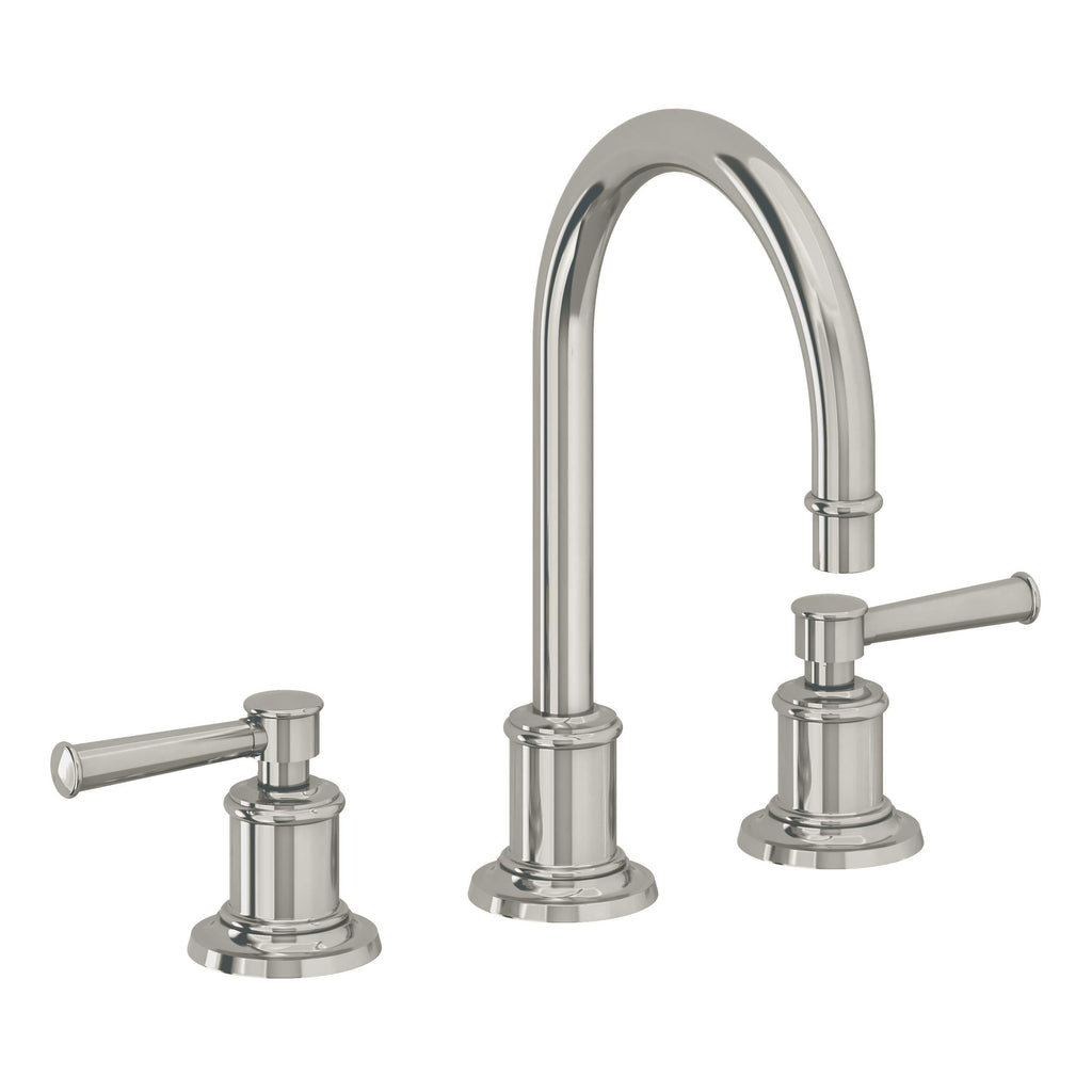 California Faucets Miramar Llave de Lavabo de 3 Orificios para Cubierta, con Dos Manerales - Manija de Palanca - Níquel Pulido
