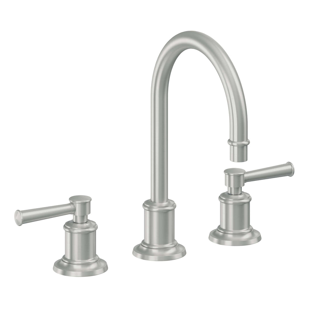 California Faucets Miramar Llave de Lavabo de 3 Orificios para Cubierta, con Dos Manerales - Manija de Palanca - Cromo Satinado