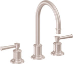 California Faucets Miramar Llave de Lavabo de 3 Orificios para Cubierta, con Dos Manerales - Manija de Palanca - Níquel Satinado