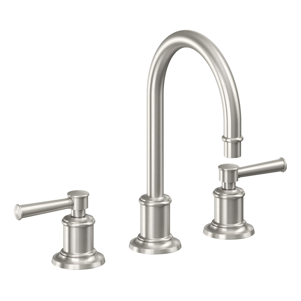 California Faucets Miramar Llave de Lavabo de 3 Orificios para Cubierta, con Dos Manerales - Manija de Palanca - Acero Inoxidable Ultra