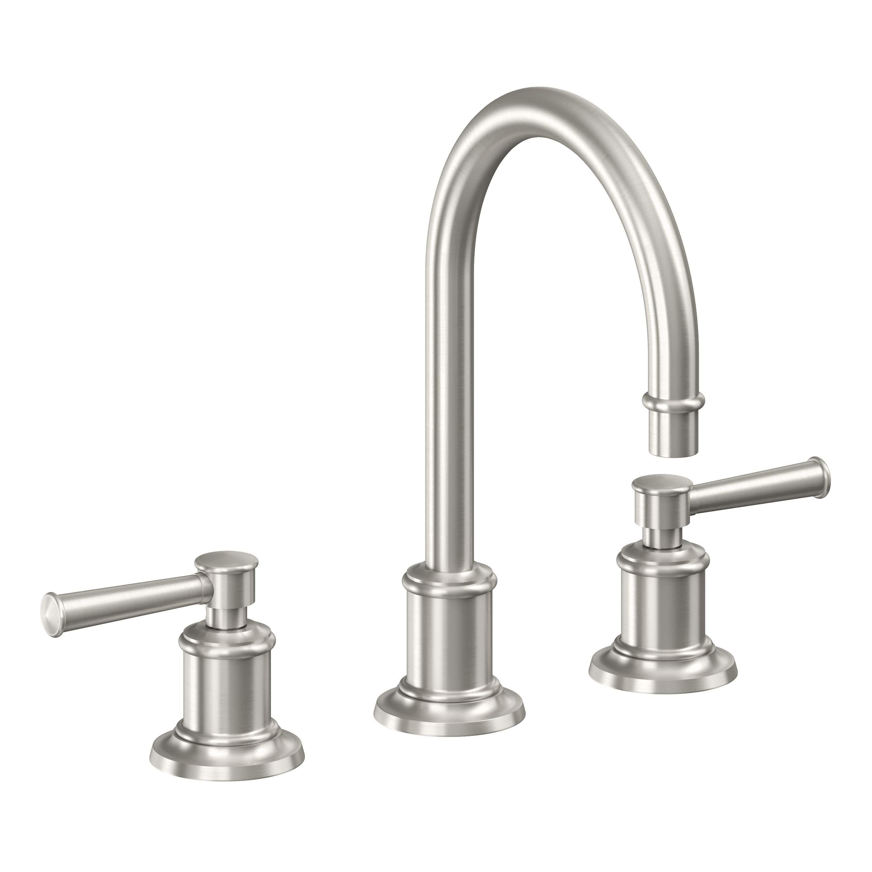 California Faucets Miramar Llave de Lavabo de 3 Orificios para Cubierta, con Dos Manerales - Manija de Palanca - Acero Inoxidable Ultra