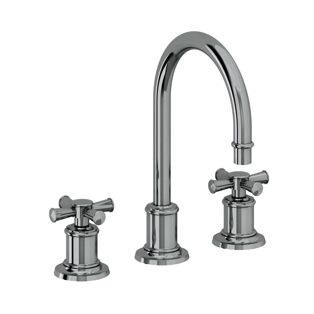 California Faucets Miramar Llave de Lavabo de 3 Orificios para Cubierta, con Dos Manerales - Manija de Cruz - Níquel Negro