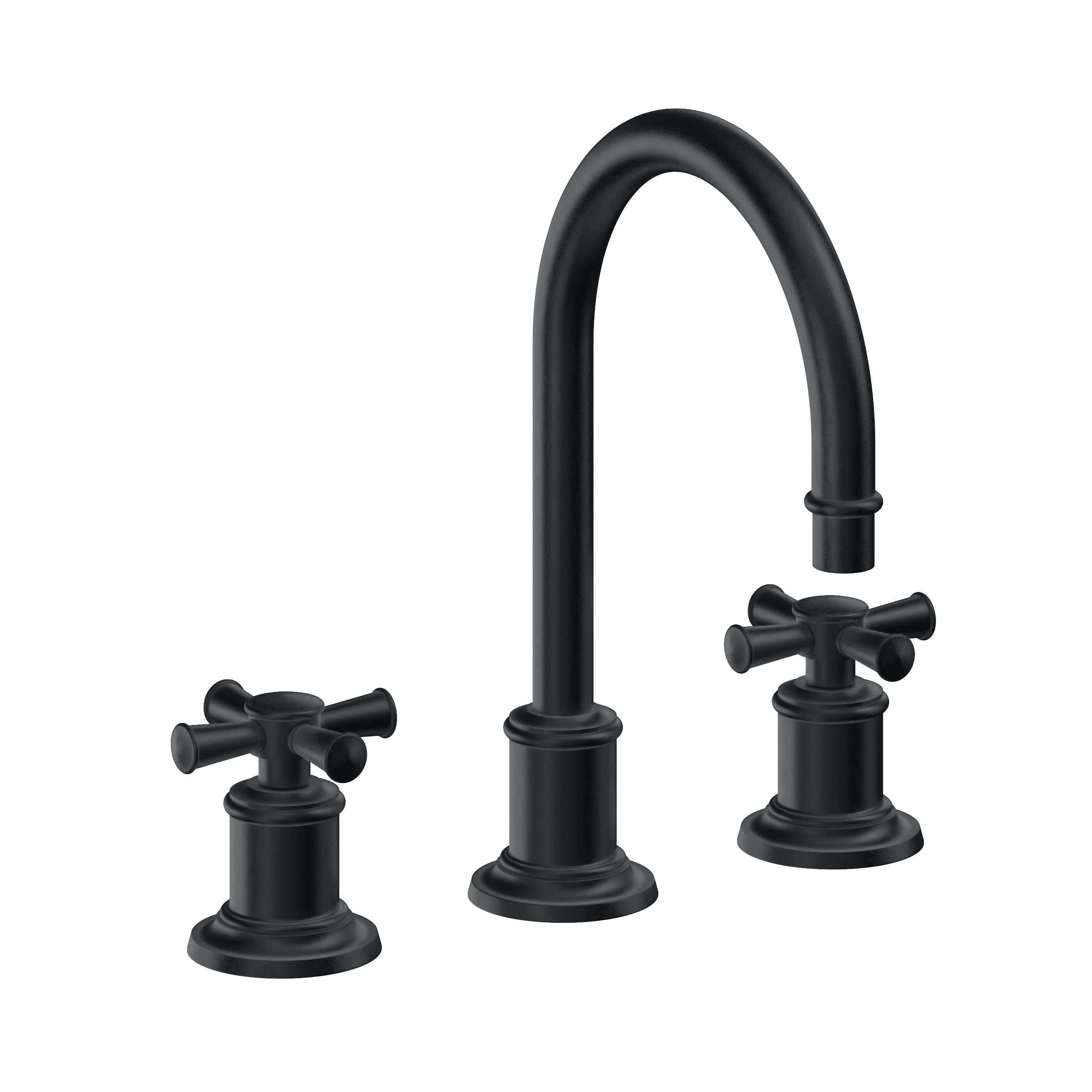 California Faucets Miramar Llave de Lavabo de 3 Orificios para Cubierta, con Dos Manerales - Manija de Cruz - Carbón