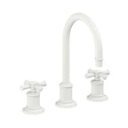 California Faucets Miramar Llave de Lavabo de 3 Orificios para Cubierta, con Dos Manerales - Manija de Cruz - Blanco Mate