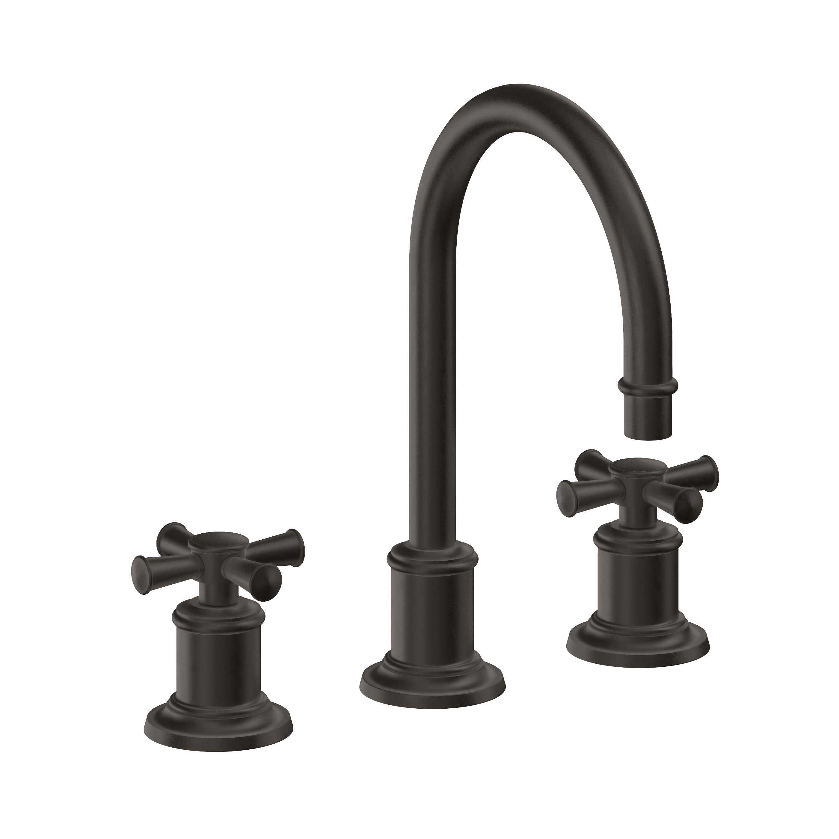 California Faucets Miramar Llave de Lavabo de 3 Orificios para Cubierta, con Dos Manerales - Manija de Cruz - Bronce Oscuro