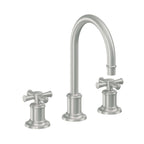 California Faucets Miramar Llave de Lavabo de 3 Orificios para Cubierta, con Dos Manerales - Manija de Cruz - Cromo Satinado